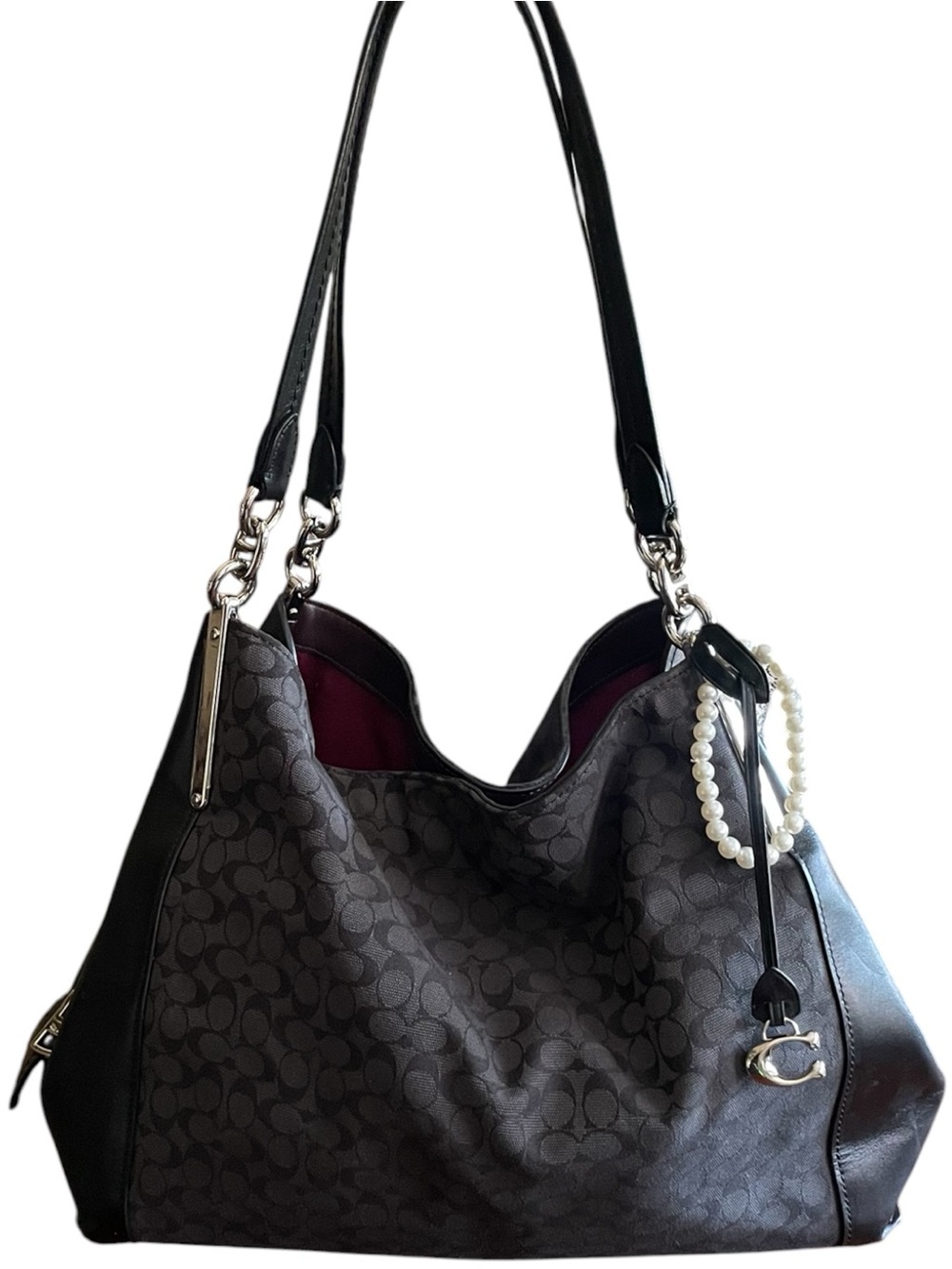 Coach signature jacquard dalton 31 shoulder bag with silver hardware